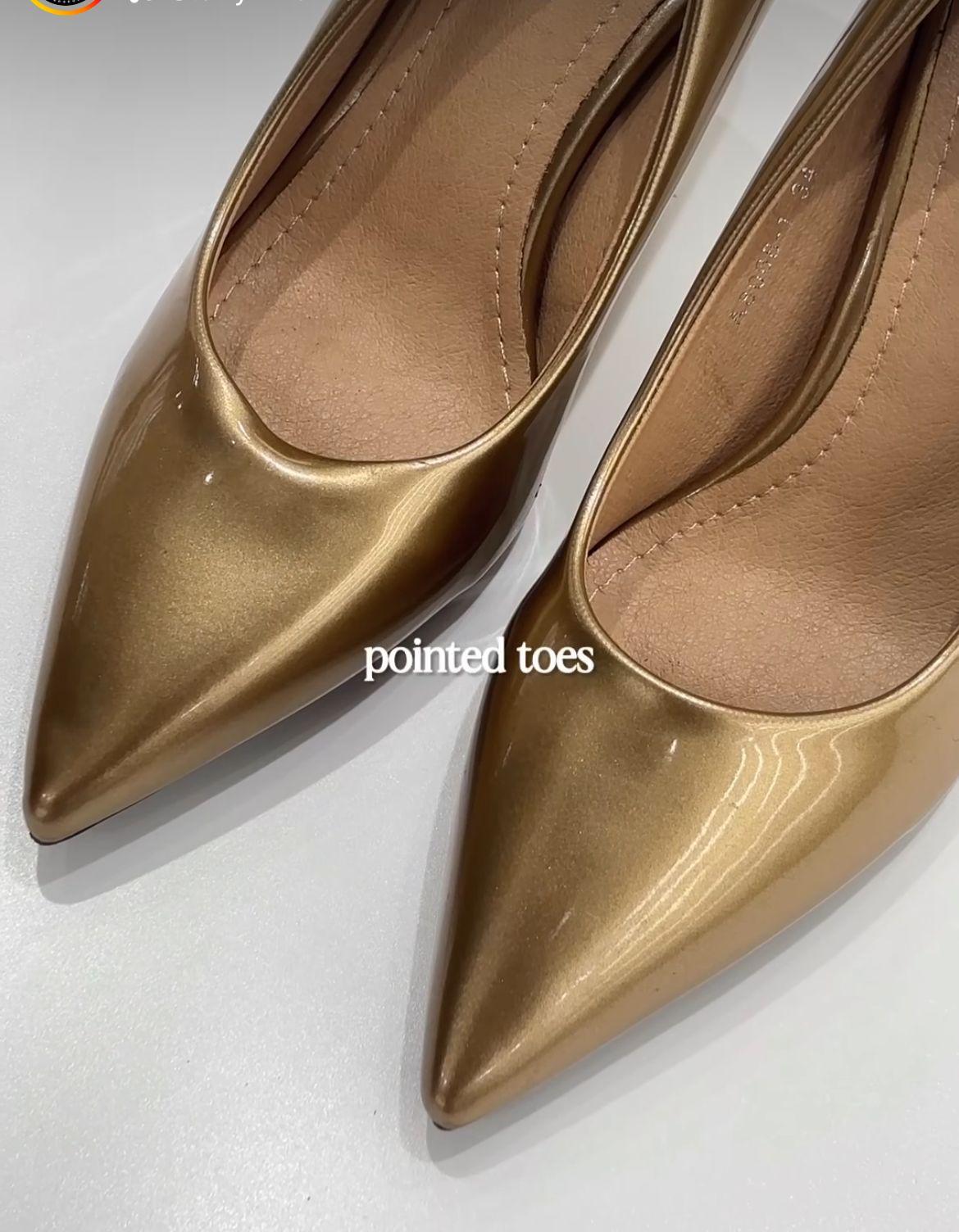 Antique gold pointed-toe pumps